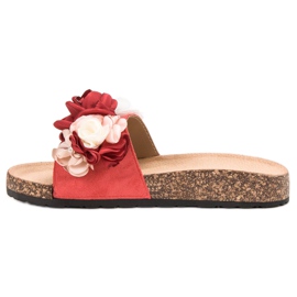 SHELOVET Ciabatte In Camoscio Con Fiori rosso 1