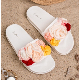 Anesia Paris Pantofole Bianche Con Fiori bianca 2