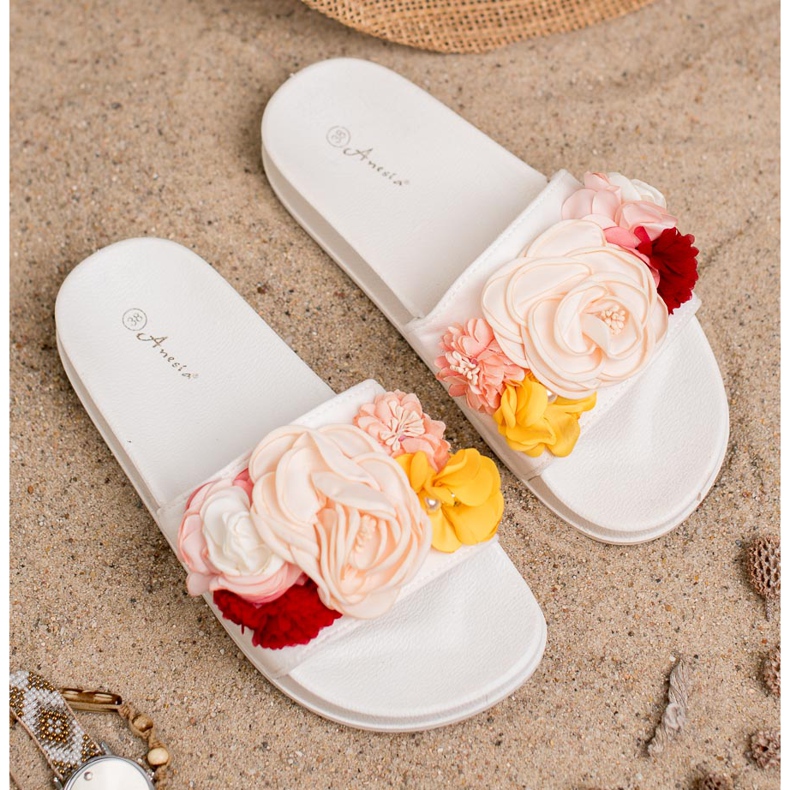 Anesia Paris Pantofole Bianche Con Fiori bianco 2