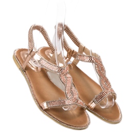 SHELOVET Sandali decorati con elastico rosa 2