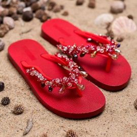 SHELOVET Infradito in gomma con ornamenti rosso 2