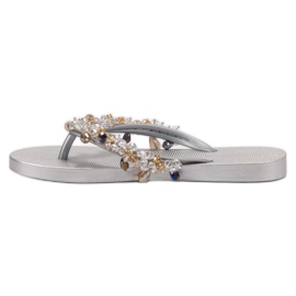 SHELOVET Infradito in gomma con ornamenti grigio 1