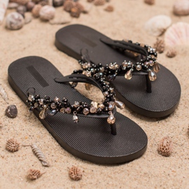 SHELOVET Infradito in gomma con ornamenti nero 2