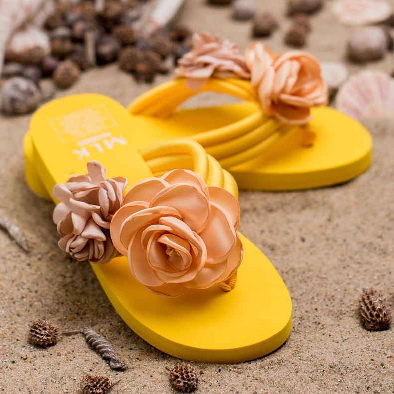 SHELOVET Infradito Leggere Con Fiori giallo 1