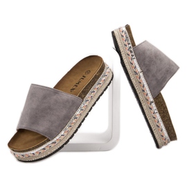Jumex Pantofole Decorate Sulla Piattaforma grigio 1
