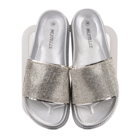 Bestelle Ciabatte In Gomma Con Cubic Zirconia grigio 1