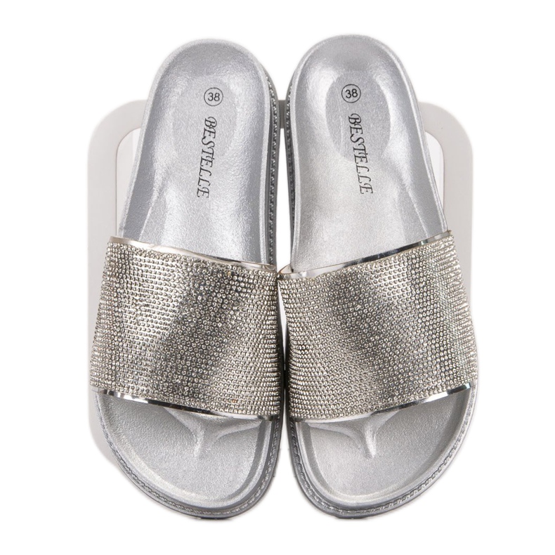 Bestelle Ciabatte In Gomma Con Cubic Zirconia grigio 1