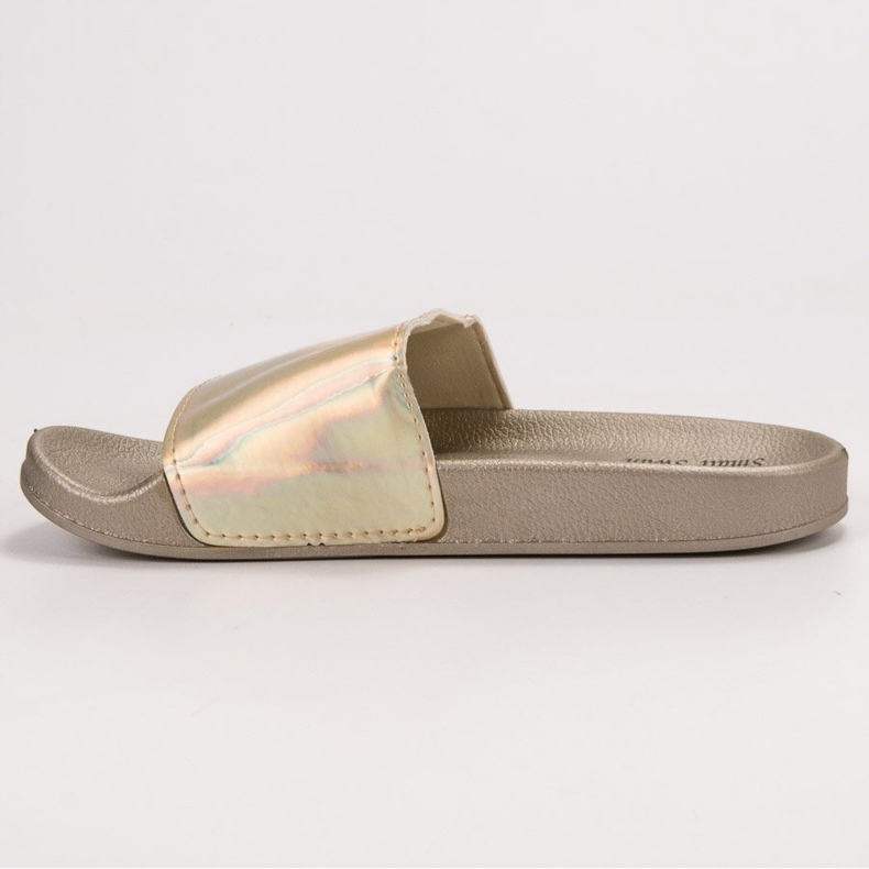 Small Swan Pantofole dorate alla moda beige 1