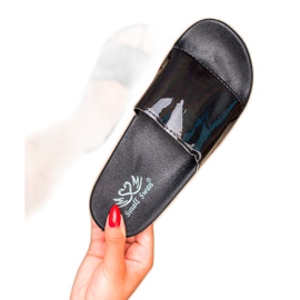 Small Swan Pantofole nere alla moda nero 2