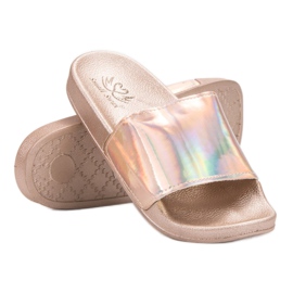 Small Swan Pantofole alla moda in oro rosa 2