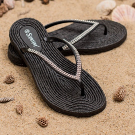 Seastar Infradito Con Cubic Zirconia nero 1