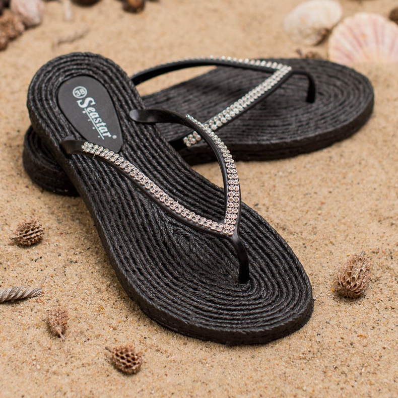 Seastar Infradito Con Cubic Zirconia nero 1