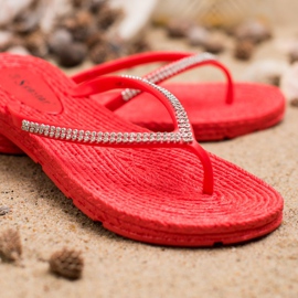 Seastar Infradito Con Cubic Zirconia rosso 1