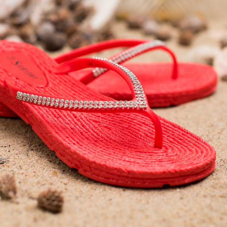 Seastar Infradito Con Cubic Zirconia rosso 1