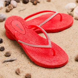 Seastar Infradito Con Cubic Zirconia rosso 2
