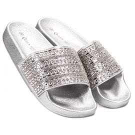 Queen Vivi Pantofole Con Cristalli grigio 1