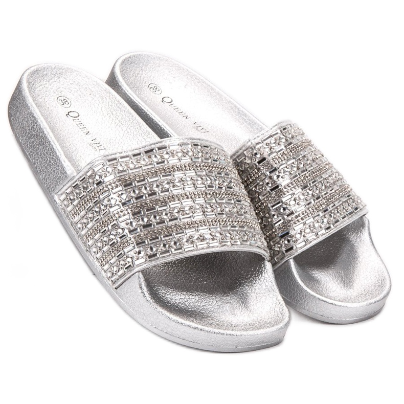 Queen Vivi Pantofole Con Cristalli grigio 1