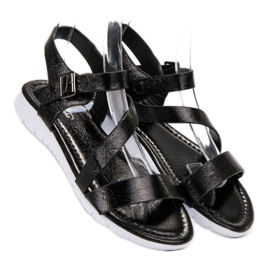 SHELOVET Sandali con fibbia nero 2