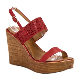 SHELOVET Sandali rossi sulla zeppa rosso 1