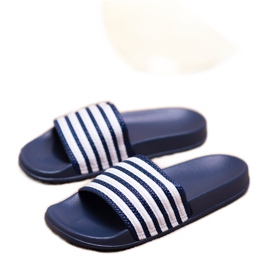 SHELOVET Pantofole sportive a righe blu 1