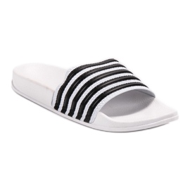 SHELOVET Pantofole sportive a righe bianco 1