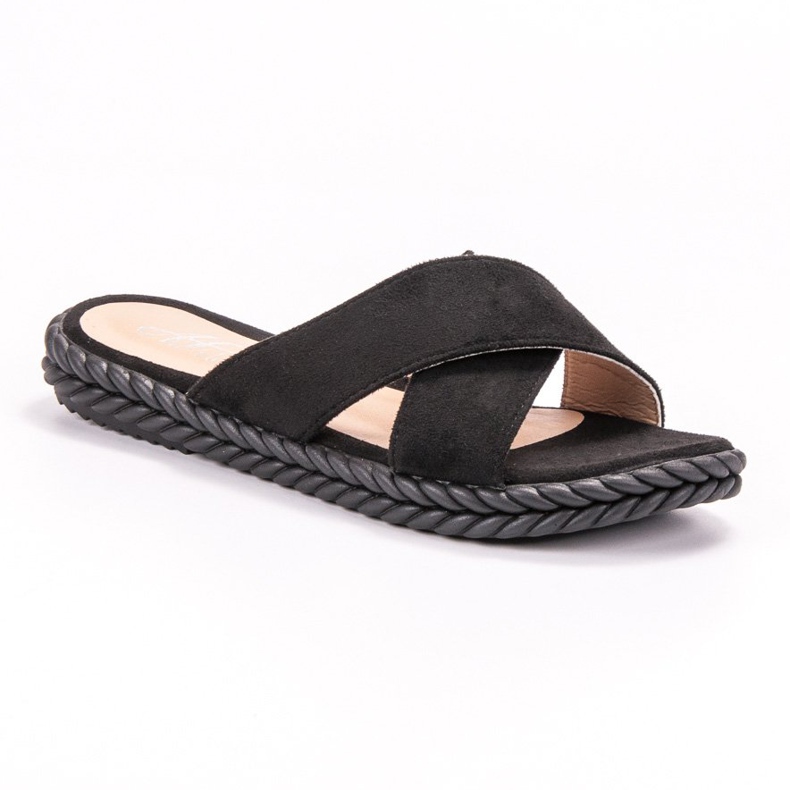SHELOVET Pantofole in pelle scamosciata nero 1