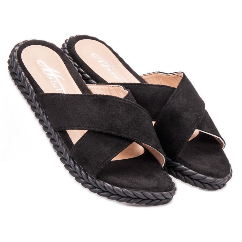 SHELOVET Pantofole in pelle scamosciata nero 2