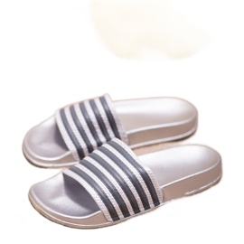 SHELOVET Pantofole sportive a righe grigio 1