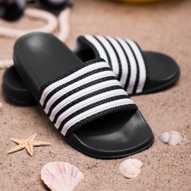 SHELOVET Pantofole sportive a righe nero 2