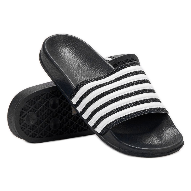 SHELOVET Pantofole sportive a righe nero 1