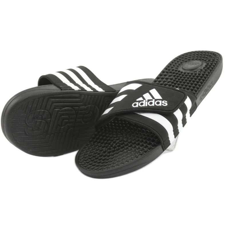 Adidas Adissage M F35580 Infradito con velcro bianco nero 3