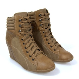 Sneakers Stivali Sulla Zeppa 562 Cachi marrone verde 1