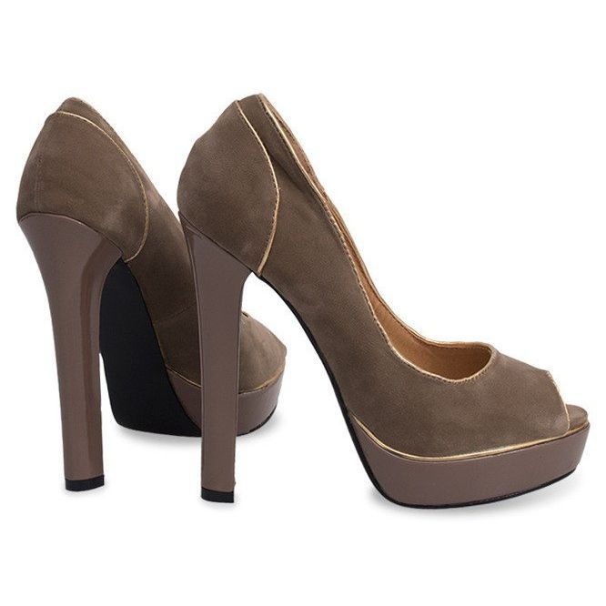 Tacchi Aperti Classici Sulla Piattaforma 805 Beige 1