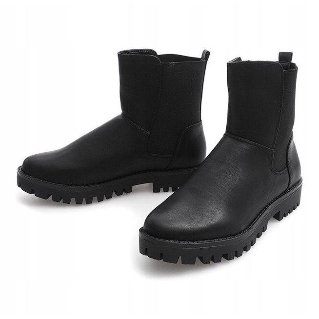 Stivaletti caldi Stivali Jodhpur con fascia elastica 976-PA Black nero 1