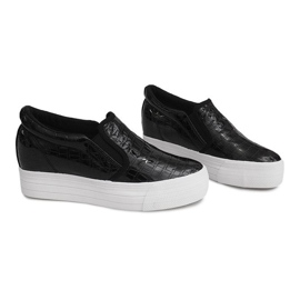 Sneakers laccate con zeppa KB-125 Black nero 1