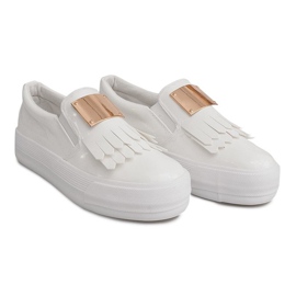 Sneakers laccate su zeppa S-1 White bianca 1