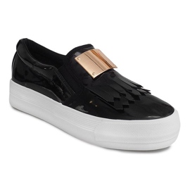 Sneakers laccate su zeppa S-1 nere nero 2