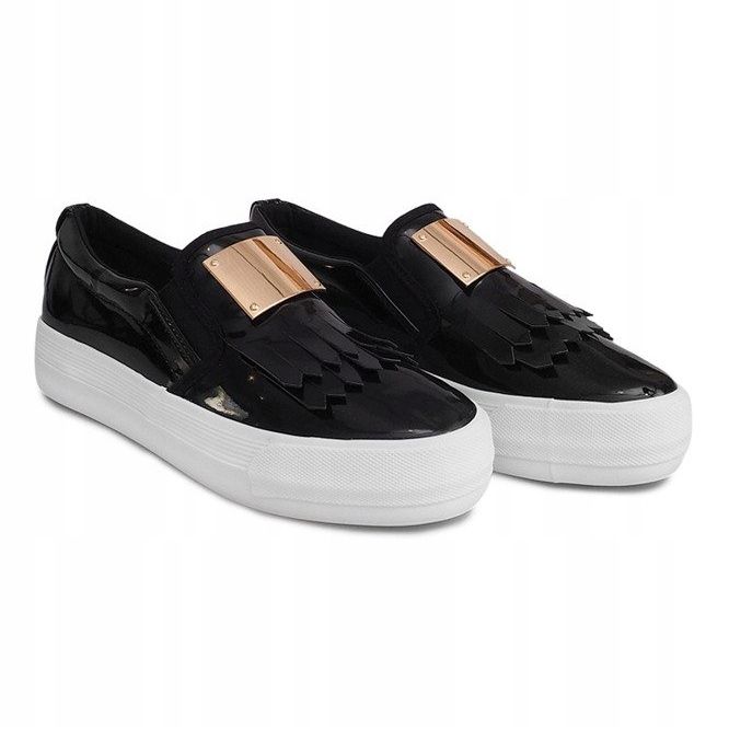 Sneakers laccate su zeppa S-1 nere nero 1