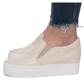 Sneakers Laccate Su Zeppa KB-125 Beige 1