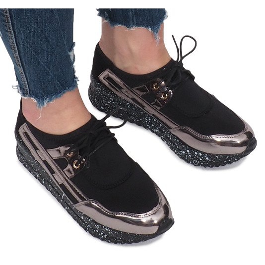 Sneakers sportive nere sulla piattaforma Calixte nero 1