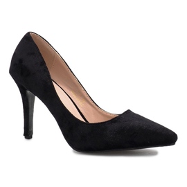 Scarpe con tacco nere in velluto di Francine nero 1