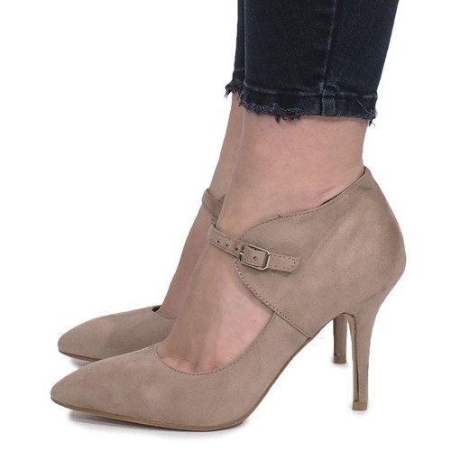 Stivali kaki su tacco Thérèse beige 1