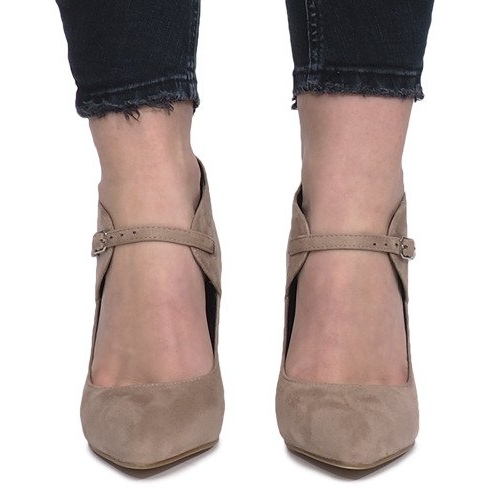 Stivali kaki su tacco Thérèse beige 2
