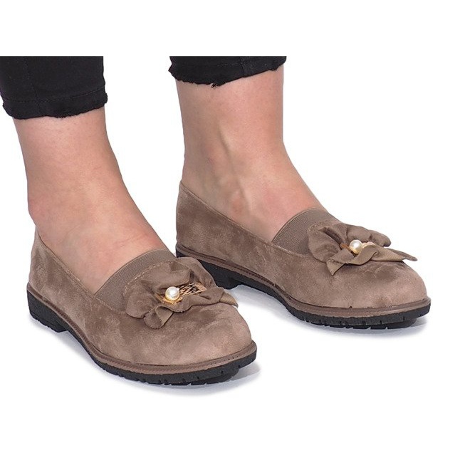 Scarpe slip-on color kaki con fiocco Pearl Inside multicolore verde 2