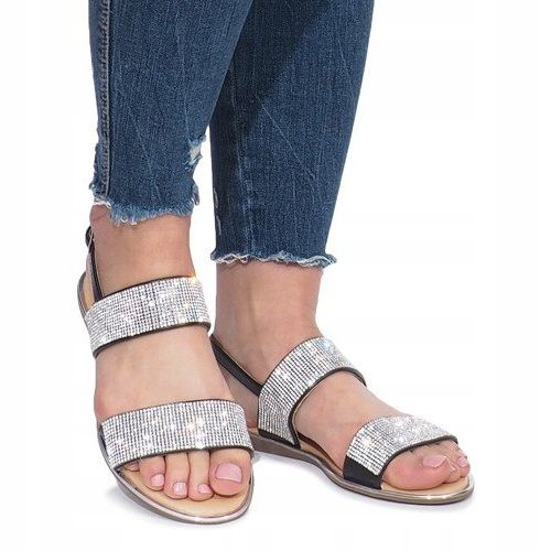 Sandali flat neri con diamanti Indulge nero 2