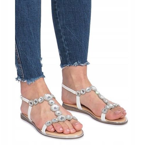 Sandali flat bianchi con diamanti Indulge bianca 2
