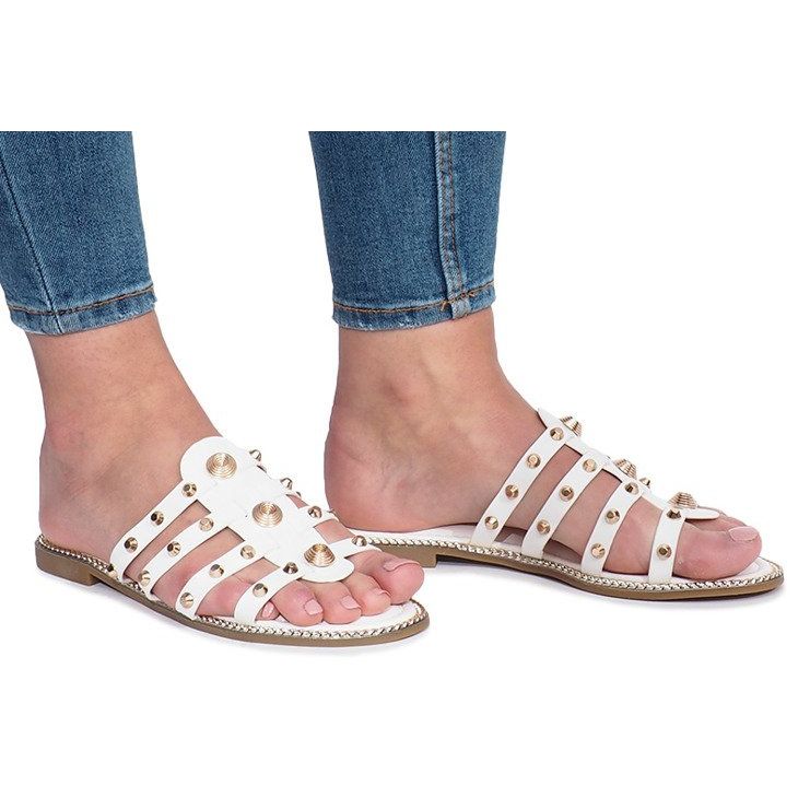Pantofole bianche con borchie Rabelle bianco 1