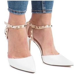 Tacchi laccati bianchi con borchie Behati bianca giallo 2