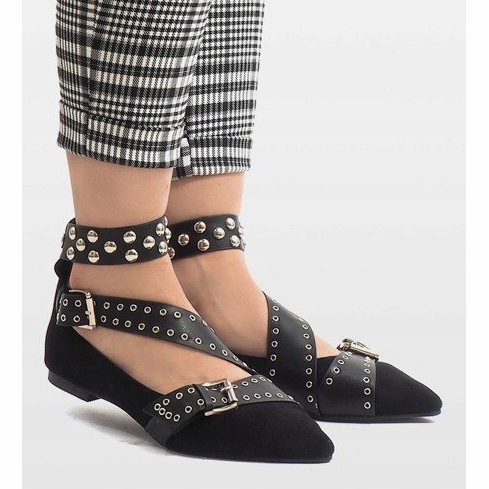 Scarpe slip-on nere con borchie B12-8 nero 2