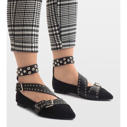 Scarpe slip-on nere con borchie B12-8 nero 1